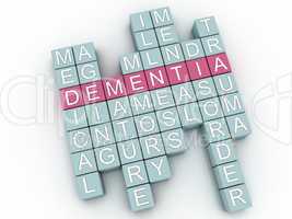 3d image Dementia issues concept word cloud background