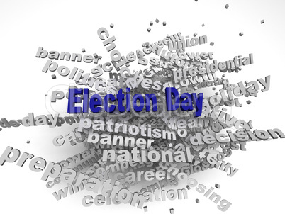 3d image Election Day issues concept word cloud background