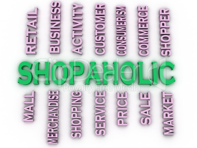 3d imagen Shopaholic  issues concept word cloud background