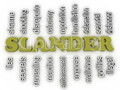 3d image Slander issues concept word cloud background