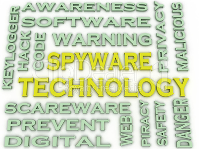 3d image Spyware Technology  issues concept word cloud backgroun