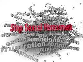 3d image Stop Sexual Harassment  issues concept word cloud backg