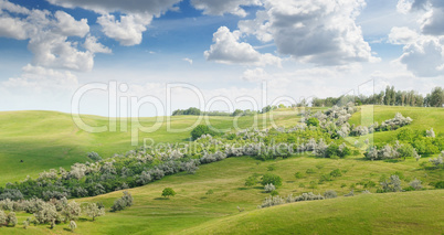 picturesque hills against the blue sky