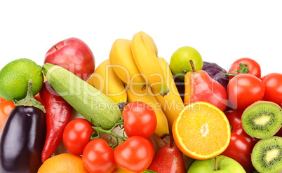 fruits and vegetables isolated on white background