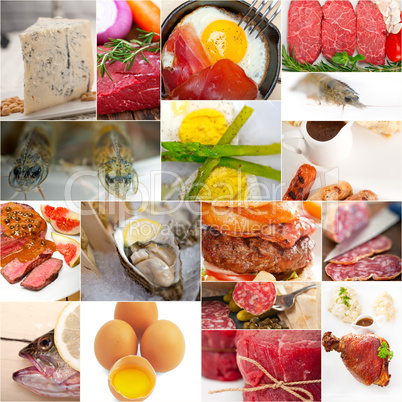 high protein food collection collage