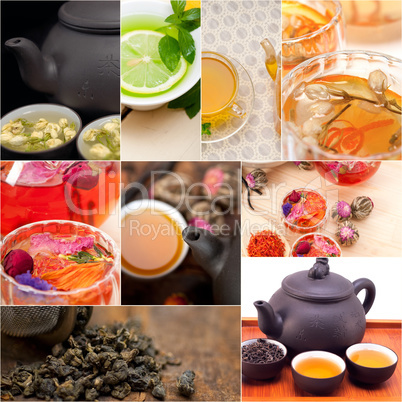 collection of different herbal tea infusion collage