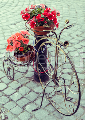 Decorative bicycle with flower pots
