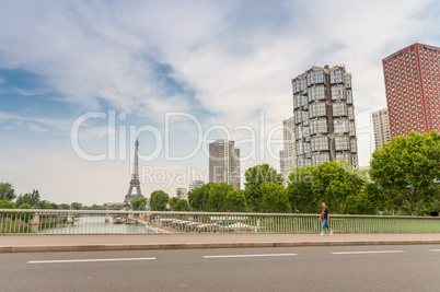 Buildings of Paris with Eiffel Tower in background