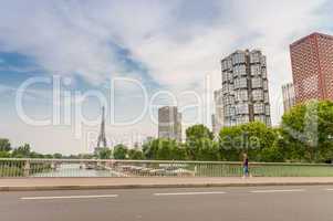 Buildings of Paris with Eiffel Tower in background