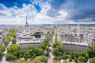 Paris city view with Eiffel Tower in background