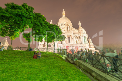 Sacred Heart cathedral at night, Paris