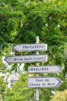 Paris, France. Street directions and signs