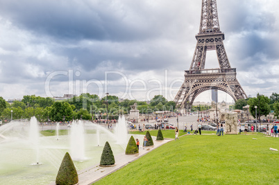 Paris, France. Amazing Eiffel Tower view from Trocadero Gardens