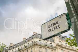 Paris, France. Street sign in Avenue Kleber