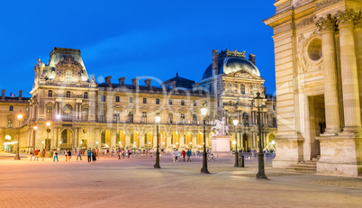 Paris, Louvre Square at night