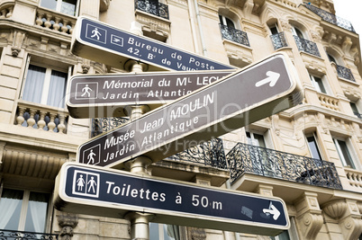 Paris, France. Street directions and signs