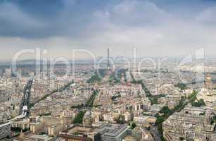 Aerial view of Paris and Eiffel Tower