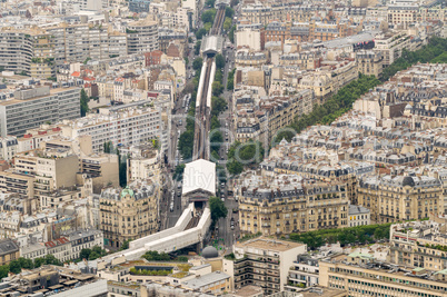 Paris, France. Aerial city view with buildings and railway