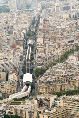 Paris, France. Aerial city view with buildings and railway