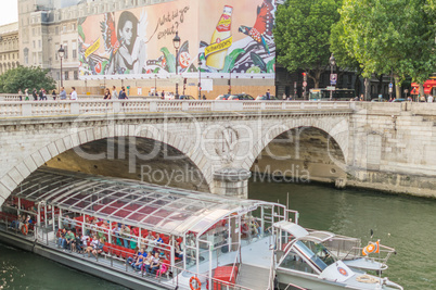 PARIS - JULY 21, 2014: Bateau Mouche on the Seine river. Bateaux