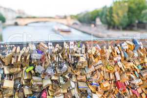 PARIS, FRANCE - JULY 21: Love padlocks on the Pont de l'Archevec