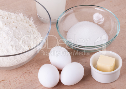 Baking ingredients in the kitchen