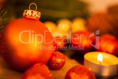 Warm gold and red Christmas candlelight background