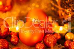 Warm gold and red Christmas candlelight background