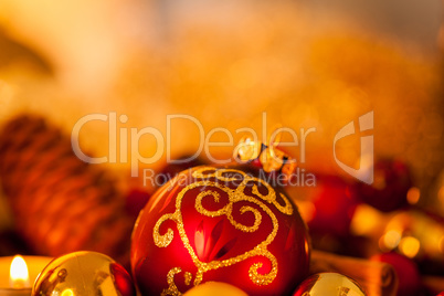 Warm gold and red Christmas candlelight background