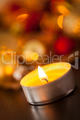 Warm gold and red Christmas candlelight background