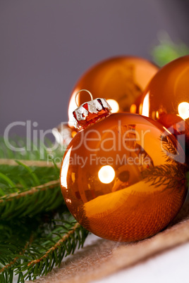 Shiny bright copper colored Christmas balls