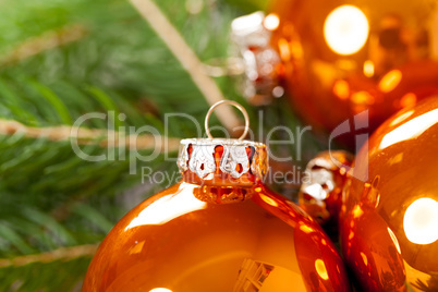 Shiny bright copper colored Christmas balls