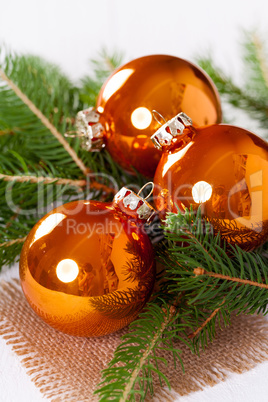 Shiny bright copper colored Christmas balls