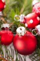 Pretty red polka dot Christmas bauble