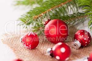 Pretty red polka dot Christmas bauble