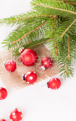 Pretty red polka dot Christmas bauble