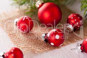Pretty red polka dot Christmas bauble