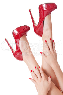 Sensual woman in red stilettos