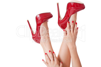 Sensual woman in red stilettos