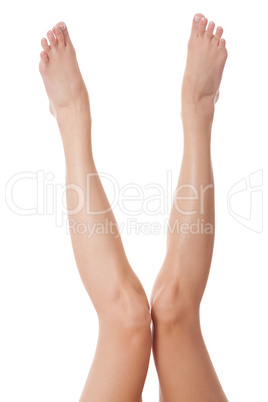 Elegant long bare female legs