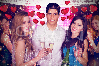 Composite image of friends drinking champagne