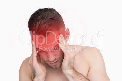 Closeup of man suffering from headache