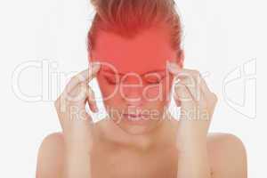 Woman suffering from severe headache