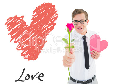 Composite image of romantic geeky hipster