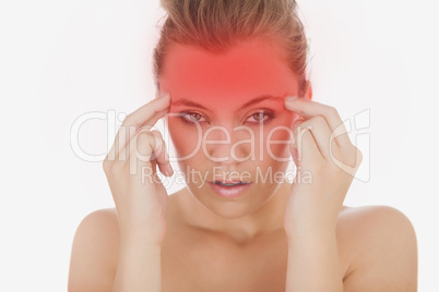 Woman massaging her temples