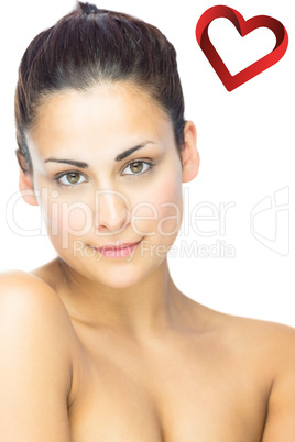Composite image of side view of gorgeous brunette woman gazing a