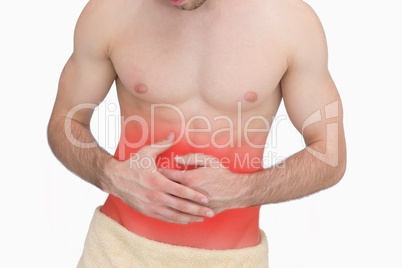 Midsection of man with stomach ache