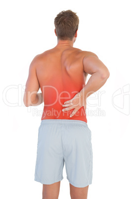 Man with shorts suffering from back pain