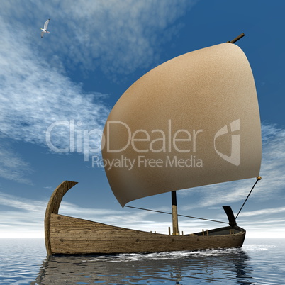 Ancient sailboat - 3D render