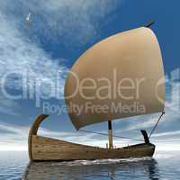 Ancient sailboat - 3D render